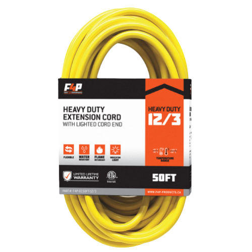 F4P  F4P 12/3 SJTW - 50FT/15.2M Heavy Duty Extension Cord