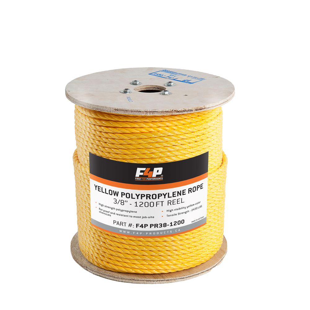 F4P 3/8’’ Yellow Polypropylene Rope - 1200FT Reel
