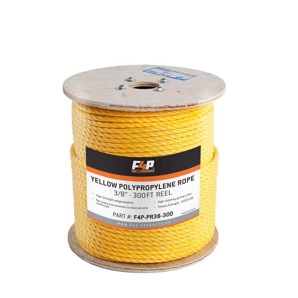 F4P 3/8’’ Yellow Polypropylene Rope - 300FT Reel