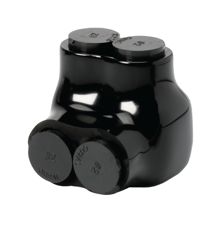 F4P UV Black Insulated Multi-Tap Lug - 2/0 AWG - 2 Port - One Way