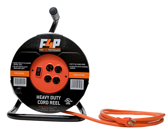 50FT 4-OUTLET PORTABLE CORD REEL