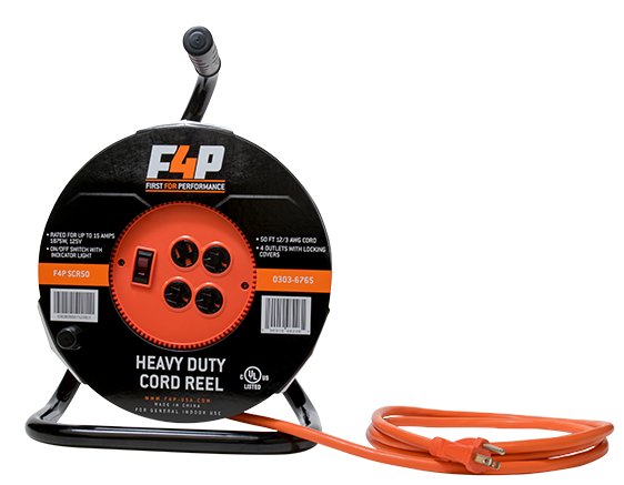 F4P | 50FT 4-OUTLET PORTABLE CORD REEL